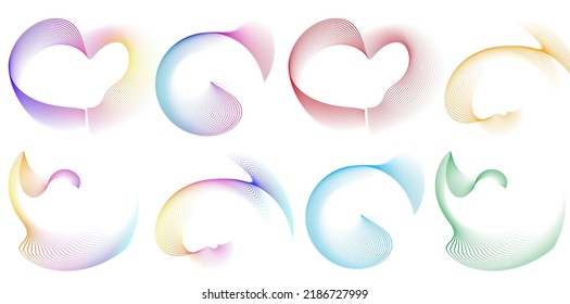 Set design element circle. Isolated bold vector colors  golden ring from. Abstract glow wavy stripes of many glittering swirl created using Blend Tool. Vector illustration EPS10 for your presentation