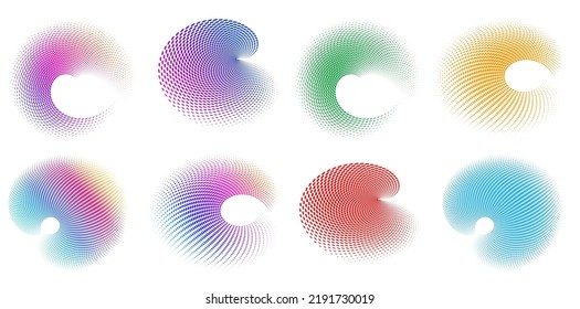 Set design element circle. Isolated bold vector colors  golden ring from. Abstract glow wavy stripes of many glittering swirl created using Blend Tool. Vector illustration EPS10 for your presentation