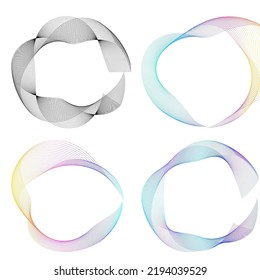 Set design element circle. Isolated bold vector colors  golden ring from. Abstract glow wavy stripes of many glittering swirl created using Blend Tool. Vector illustration EPS10 for your presentation