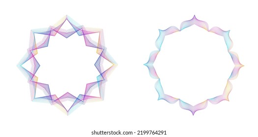 Set design element circle. Isolated bold vector colors  golden ring from. Abstract glow wavy stripes of many glittering swirl created using Blend Tool. Vector illustration EPS10 for your presentation