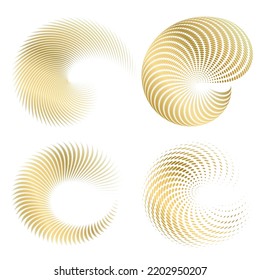 Set design element circle. Isolated bold vector colors  golden ring from. Abstract glow wavy stripes of many glittering swirl created using Blend Tool. Vector illustration EPS10 for your presentation