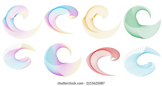 Set design element circle. Isolated bold vector colors  golden ring from. Abstract glow wavy stripes of many glittering swirl created using Blend Tool. Vector illustration EPS10 for your presentation