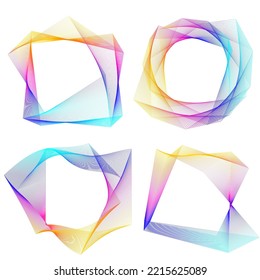 Set design element circle. Isolated bold vector colors  golden ring from. Abstract glow wavy stripes of many glittering swirl created using Blend Tool. Vector illustration EPS10 for your presentation