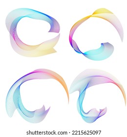 Set design element circle. Isolated bold vector colors  golden ring from. Abstract glow wavy stripes of many glittering swirl created using Blend Tool. Vector illustration EPS10 for your presentation