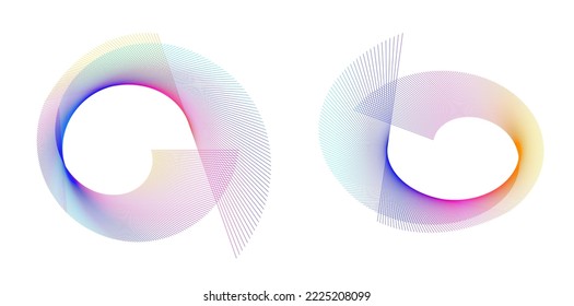 Set design element circle. Isolated bold vector colors  golden ring from. Abstract glow wavy stripes of many glittering swirl created using Blend Tool. Vector illustration EPS10 for your presentation