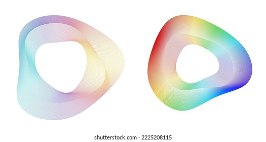 Set design element circle. Isolated bold vector colors  golden ring from. Abstract glow wavy stripes of many glittering swirl created using Blend Tool. Vector illustration EPS10 for your presentation