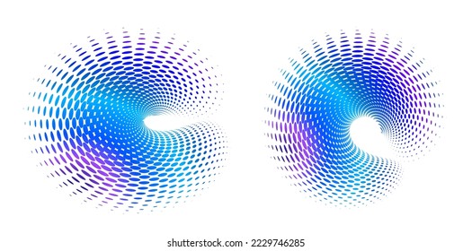 Set design element circle. Isolated bold vector colors  golden ring from. Abstract glow wavy stripes of many glittering swirl created using Blend Tool. Vector illustration EPS10 for your presentation