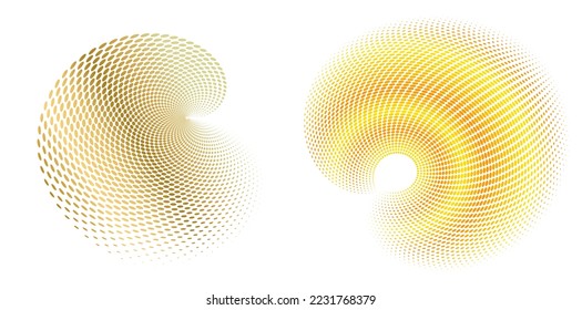 Set design element circle. Isolated bold vector colors golden ring from. Abstract glow many glittering swirl created using Blend Tool. Vector illustration EPS 10 art deco style for wedding invitation