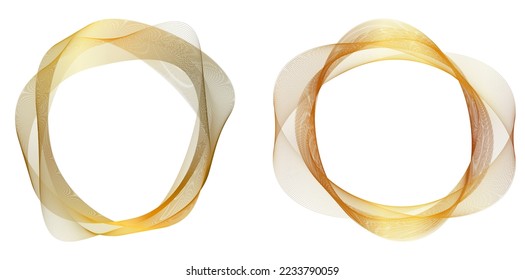 Set design element circle. Isolated bold vector colors golden ring from. Abstract glow many glittering swirl created using Blend Tool. Vector illustration EPS 10 art deco style for wedding invitation
