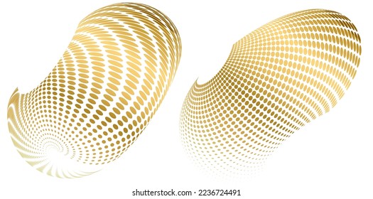 Set design element circle. Isolated bold vector colors golden ring from. Abstract glow many glittering swirl created using Blend Tool. Vector illustration EPS 10 art deco style for wedding invitation