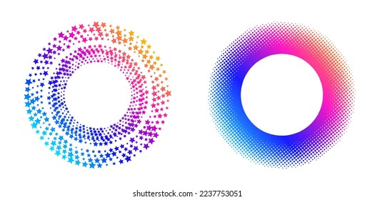 Set design element circle. Isolated bold vector colors  golden ring from. Abstract glow wavy stripes of many glittering swirl created using Blend Tool. Vector illustration EPS10 for your presentation