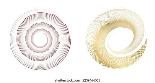 Set design element circle. Isolated bold vector colors golden ring from. Abstract glow many glittering swirl created using Blend Tool. Vector illustration EPS 10 art deco style for wedding invitation