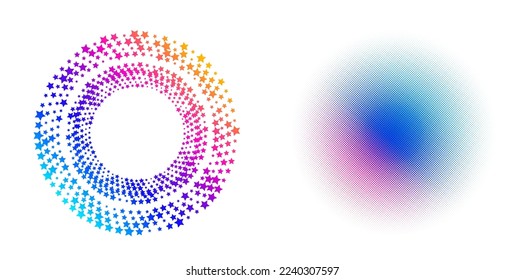 Set design element circle. Isolated bold vector colors golden ring from. Abstract glow many glittering swirl created using Blend Tool. Vector illustration EPS 10 art deco style for wedding invitation