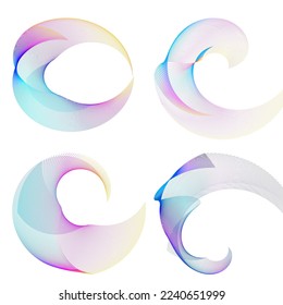 Set design element circle. Isolated bold vector colors  golden ring from. Abstract glow wavy stripes of many glittering swirl created using Blend Tool. Vector illustration EPS10 for your presentation