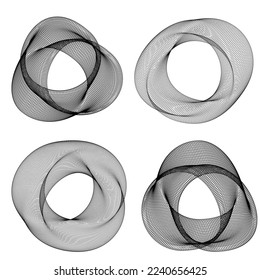Set design element circle. Isolated bold vector colors  golden ring from. Abstract glow wavy stripes of many glittering swirl created using Blend Tool. Vector illustration EPS10 for your presentation