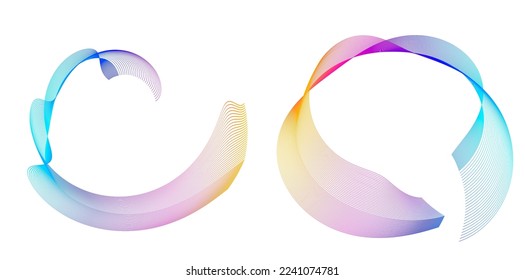 Set design element circle. Isolated bold vector colors  golden ring from. Abstract glow wavy stripes of many glittering swirl created using Blend Tool. Vector illustration EPS10 for your presentation