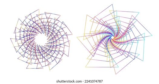 Set design element circle. Isolated bold vector colors  golden ring from. Abstract glow wavy stripes of many glittering swirl created using Blend Tool. Vector illustration EPS10 for your presentation