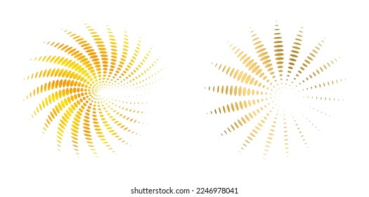 Set design element circle. Isolated bold vector colors golden ring from. Abstract glow many glittering swirl created using Blend Tool. Vector illustration EPS 10 art deco style for wedding invitation