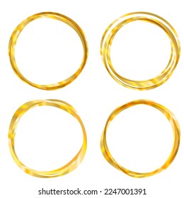 Set design element circle. Isolated bold vector colors golden ring from. Abstract glow many glittering swirl created using Blend Tool. Vector illustration EPS 10 art deco style for wedding invitation