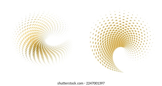 Set design element circle. Isolated bold vector colors golden ring from. Abstract glow many glittering swirl created using Blend Tool. Vector illustration EPS 10 art deco style for wedding invitation