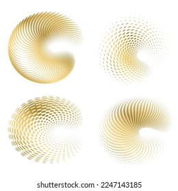 Set design element circle. Isolated bold vector colors golden ring from. Abstract glow many glittering swirl created using Blend Tool. Vector illustration EPS 10 art deco style for wedding invitation