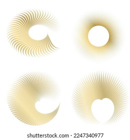 Set design element circle. Isolated bold vector colors golden ring from. Abstract glow many glittering swirl created using Blend Tool. Vector illustration EPS 10 art deco style for wedding invitation
