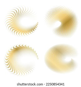 Set design element circle. Isolated bold vector colors golden ring from. Abstract glow many glittering swirl created using Blend Tool. Vector illustration EPS 10 art deco style for wedding invitation