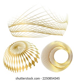 Set design element circle. Isolated bold vector colors golden ring from. Abstract glow many glittering swirl created using Blend Tool. Vector illustration EPS 10 art deco style for wedding invitation