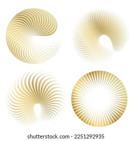 Set design element circle. Isolated bold vector colors golden ring from. Abstract glow many glittering swirl created using Blend Tool. Vector illustration EPS 10 art deco style for wedding invitation