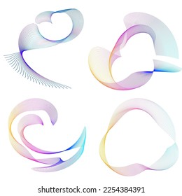 Set design element circle. Isolated bold vector colors golden ring from. Abstract glow wavy stripes of many glittering swirl created using Blend Tool. Vector illustration EPS10 for your presentation