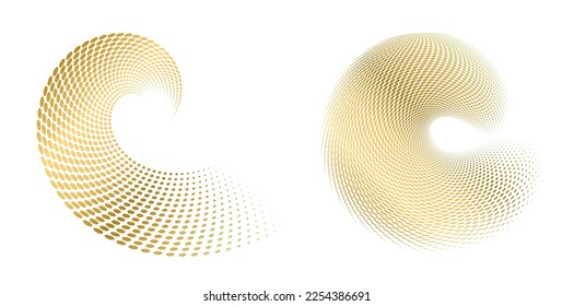 Set design element circle. Isolated bold vector colors golden ring from. Abstract glow many glittering swirl created using Blend Tool. Vector illustration EPS 10 art deco style for wedding invitation