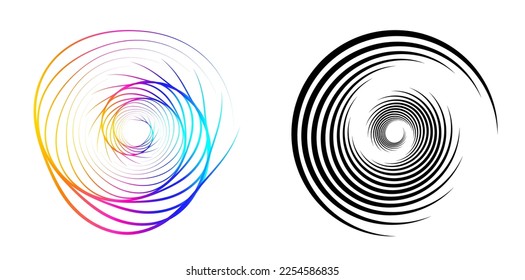 Set design element circle. Isolated bold vector colors golden ring from. Abstract glow wavy stripes of many glittering swirl created using Blend Tool. Vector illustration EPS10 for your presentation