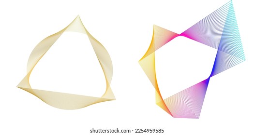 Set design element circle. Isolated bold vector colors golden ring from. Abstract glow wavy stripes of many glittering swirl created using Blend Tool. Vector illustration EPS10 for your presentation