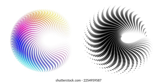 Set design element circle. Isolated bold vector colors golden ring from. Abstract glow wavy stripes of many glittering swirl created using Blend Tool. Vector illustration EPS10 for your presentation