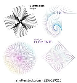 Set design element circle. Isolated bold vector colors golden ring from. Abstract glow wavy stripes of many glittering swirl created using Blend Tool. Vector illustration EPS10 for your presentation