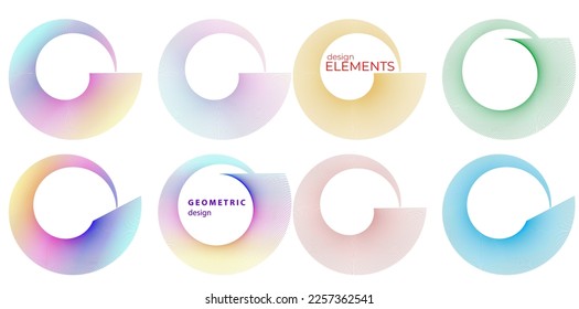 Set design element circle. Isolated bold vector colors golden ring from. Abstract glow wavy stripes of many glittering swirl created using Blend Tool. Vector illustration EPS10 for your presentation