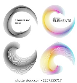 Set design element circle. Isolated bold vector colors golden ring from. Abstract glow wavy stripes of many glittering swirl created using Blend Tool. Vector illustration EPS10 for your presentation