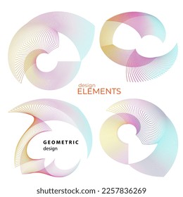 Set design element circle. Isolated bold vector colors golden ring from. Abstract glow wavy stripes of many glittering swirl created using Blend Tool. Vector illustration EPS10 for your presentation