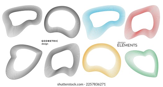 Set design element circle. Isolated bold vector colors golden ring from. Abstract glow wavy stripes of many glittering swirl created using Blend Tool. Vector illustration EPS10 for your presentation