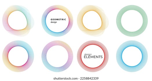 Set design element circle. Isolated bold vector colors golden ring from. Abstract glow wavy stripes of many glittering swirl created using Blend Tool. Vector illustration EPS10 for your presentation