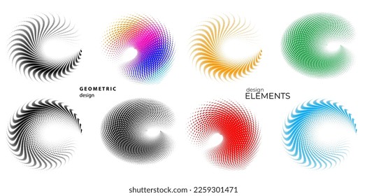 Set design element circle. Isolated bold vector colors golden ring from. Abstract glow wavy stripes of many glittering swirl created using Blend Tool. Vector illustration EPS10 for your presentation