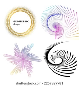 Set design element circle. Isolated bold vector colors golden ring from. Abstract glow wavy stripes of many glittering swirl created using Blend Tool. Vector illustration EPS10 for your presentation