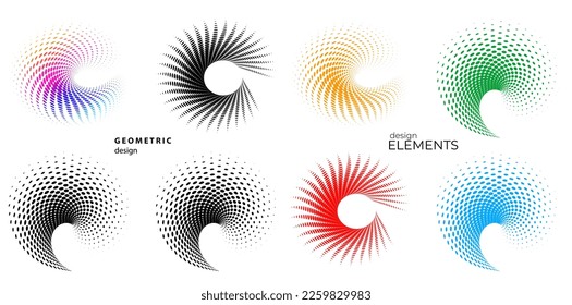 Set design element circle. Isolated bold vector colors golden ring from. Abstract glow wavy stripes of many glittering swirl created using Blend Tool. Vector illustration EPS10 for your presentation