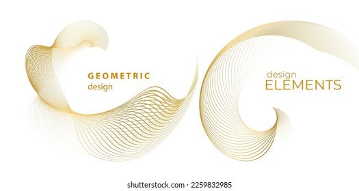 Set design element circle. Isolated bold vector colors golden ring from. Abstract glow many glittering swirl created using Blend Tool. Vector illustration EPS 10 art deco style for wedding invitation