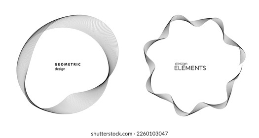 Set design element circle. Isolated bold vector colors golden ring from. Abstract glow wavy stripes of many glittering swirl created using Blend Tool. Vector illustration EPS10 for your presentation