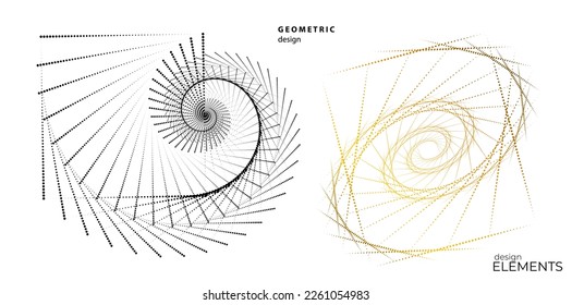 Set design element circle. Isolated bold vector colors golden ring from. Abstract glow wavy stripes of many glittering swirl created using Blend Tool. Vector illustration EPS10 for your presentation