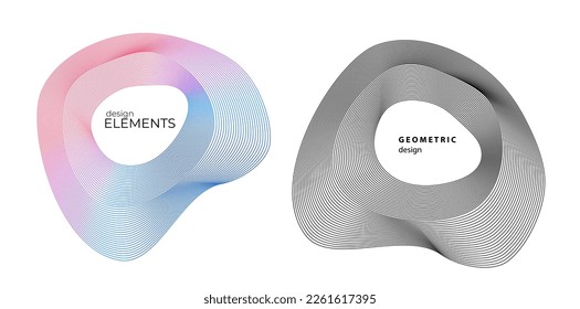 Set design element circle. Isolated bold vector colors golden ring from. Abstract glow wavy stripes of many glittering swirl created using Blend Tool. Vector illustration EPS10 for your presentation