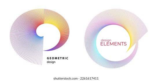 Set design element circle. Isolated bold vector colors golden ring from. Abstract glow wavy stripes of many glittering swirl created using Blend Tool. Vector illustration EPS10 for your presentation