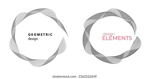 Set design element circle. Isolated bold vector colors golden ring from. Abstract glow wavy stripes of many glittering swirl created using Blend Tool. Vector illustration EPS10 for your presentation