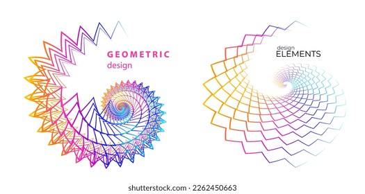 Set design element circle. Isolated bold vector colors golden ring from. Abstract glow wavy stripes of many glittering swirl created using Blend Tool. Vector illustration EPS10 for your presentation